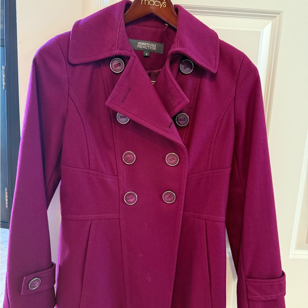 Kenneth Cole Reaction Women's Double-Breasted Magenta Pea Coat
